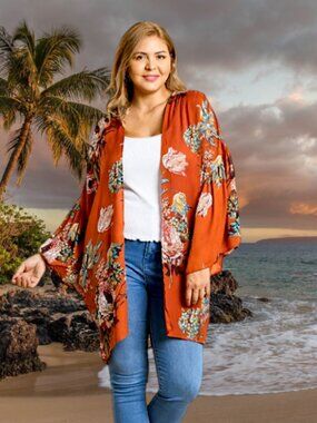 Umgee Floral Kimono in Sunset Mix {Size XL/ 1XL}